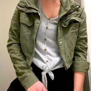 Army Green Cropped Jacket